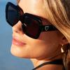 Sweet And Cool Hot Girl Black Square Sunglasses Women'S High-End Sense Round Face Thin Glasses Large Frame Sunglasses Tide