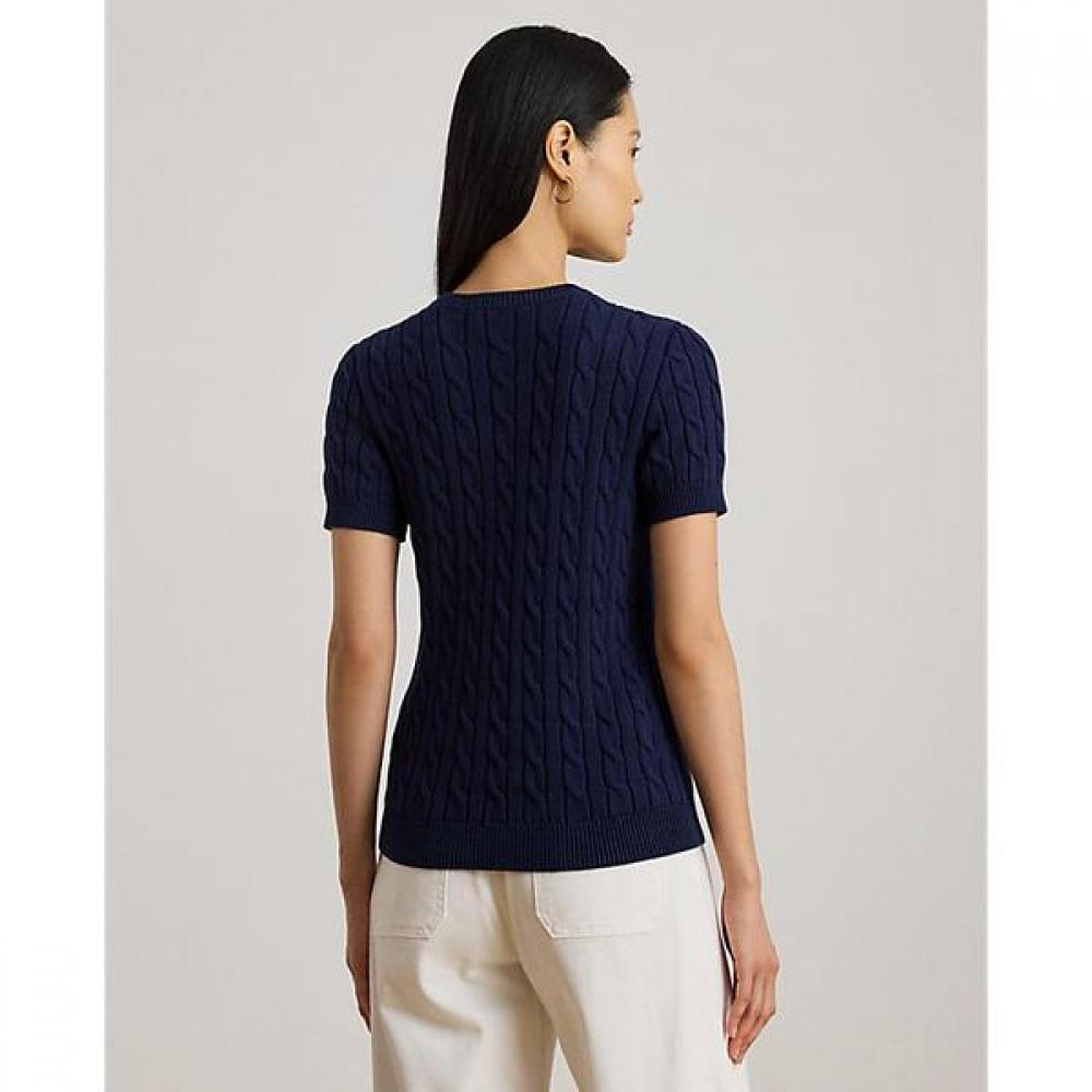 Lauren Ralph Lauren Short Sleeve Cable Knit Cotton Sweater Wmlrswesn820187410