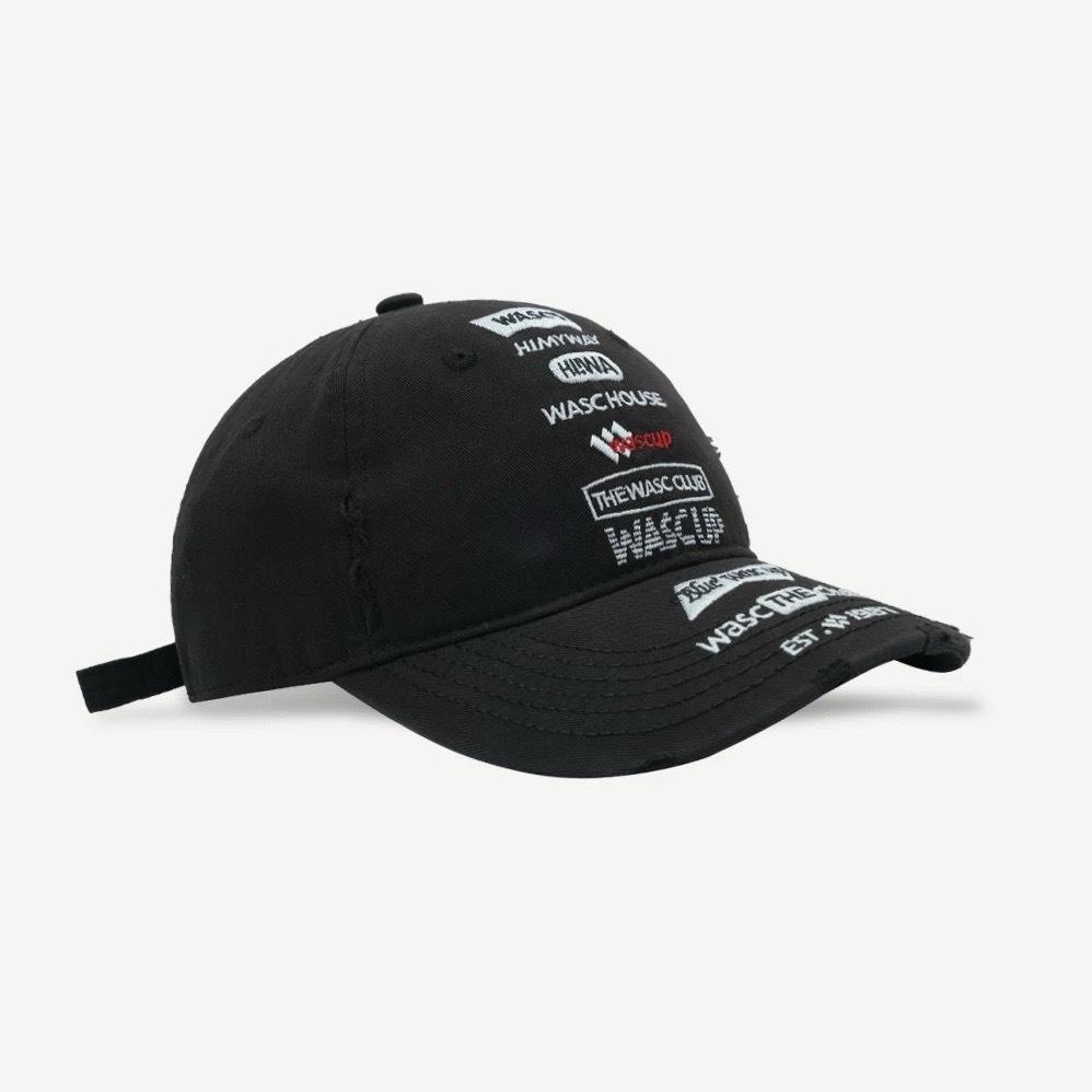 A Female Soft Top  Heavily Distressed  Embroidered Letter Couple Baseball Hat  and A Male with A Smaller Face