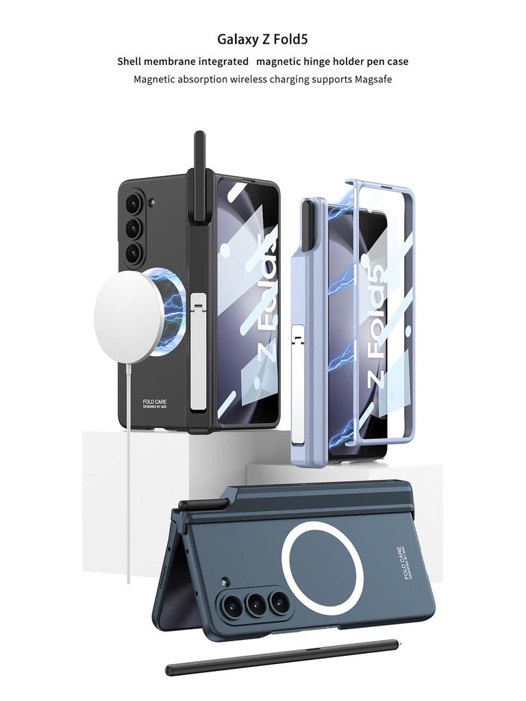 Samsung Z Fold 5 Magnetic Wireless Charging Case - Full Coverage, Creative Design, with Stand