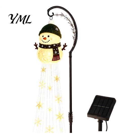 Resin Landscape Lighting for Courtyard Solar Snowman Water Fountain Garden Light, Glowing Yard Lamp with Magic Accents Terrace Effect, Outdoor Statue