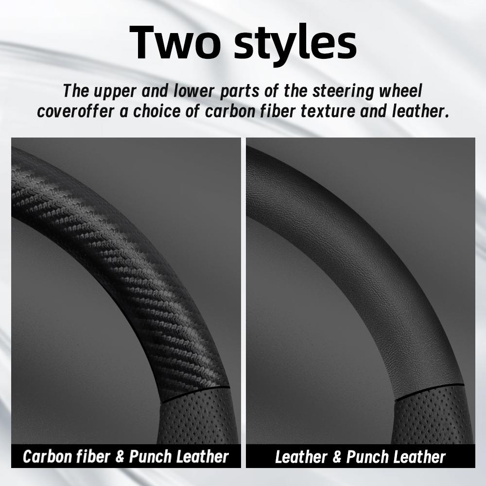 Cwnqah1 Cwmvjg1 Suitable for Mitsubishi Breathable Leather Matte Carbon Fiber Texture Steering Wheel Cover, Suitable for Outlander Phev Sport Eclipse