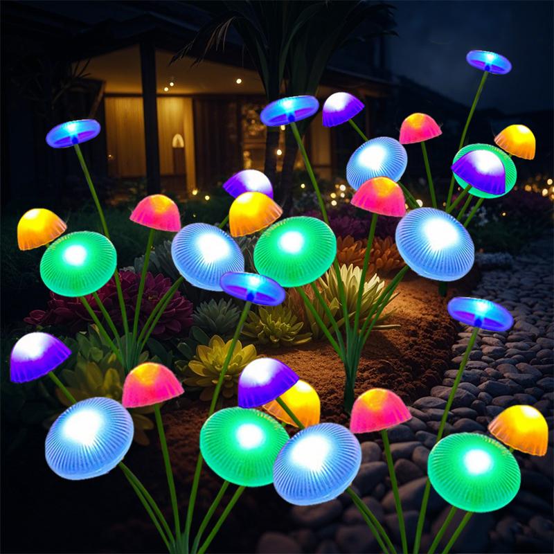 LED Outdoor Solar Lights Jellyfish Mushroom Decor Garden Pathway Sway Lights for Yard Balcony Patio Walkway Street