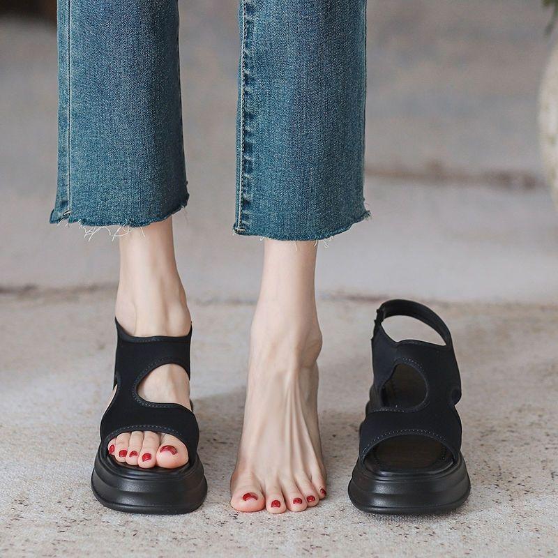

Elegant Women s Platform Sandals, Thick-soled, Height-increasing, Summer Roman Style 35 чёрный