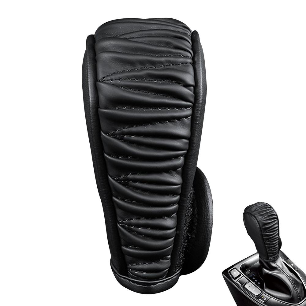 Car Gear Shift Cover Car Gear Shifting Knob Cover Dustproof Artificial Leather Shift Knob Sleeve Texture Design Rust-Proof