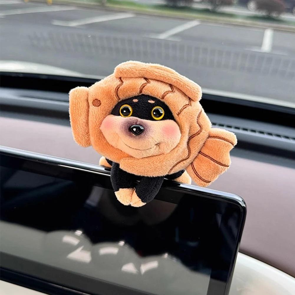 Car Dashboard Plush Bee Dog Ornaments Center Console Cute Doll Decoration Auto Accessories for Woman Girl Home Office Gifts