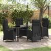 VidaXL 5-Piece Garden Dining Set with Cushions Black Polished Rattan 3380487