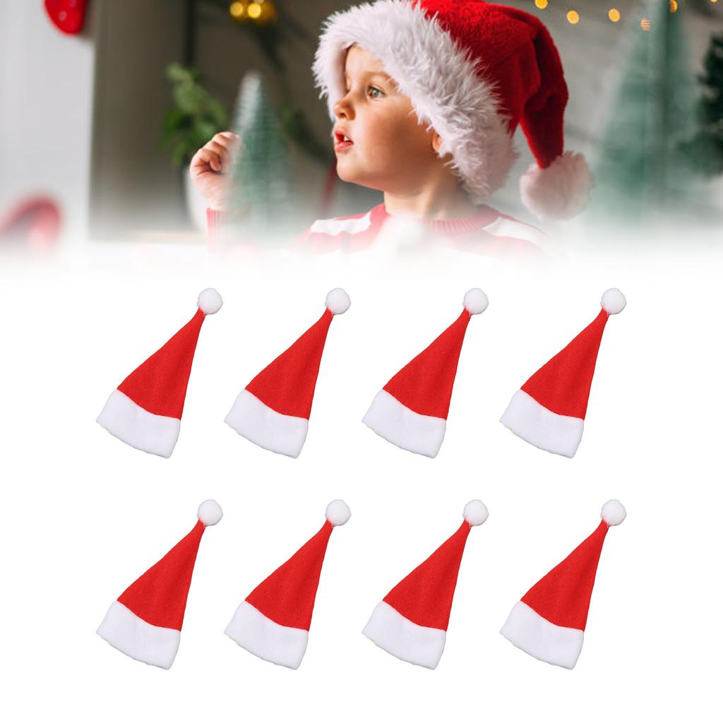 30Pcs Mini Santa Hats Christmas Miniature Ornaments for DIY Crafts Holiday Knife Fork Tableware Wine Bottle Decoration