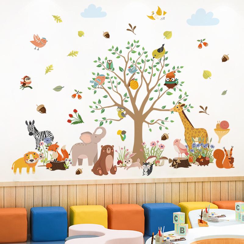 Removable Cartoon Animal Wall Stickers for Kids' Rooms – Perfect for Bedrooms, Living Rooms, Party Decorations, Doors, and Windows.