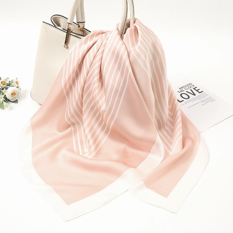 New Striped Printed Hijab Silk Satin Square Scarf Muslim Women Hijab Soft Bandana Headscarf Summer Thin Shawl Headband