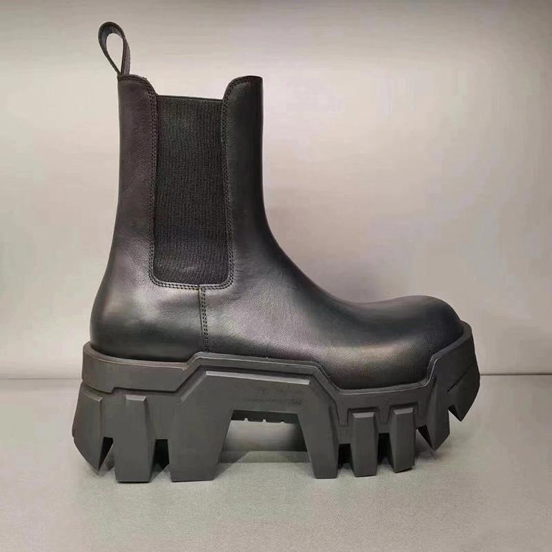 

Martin boots women s black patent leather punk new round head platform thick heel high heel cigarette boots Chelsea high heel short boots 41