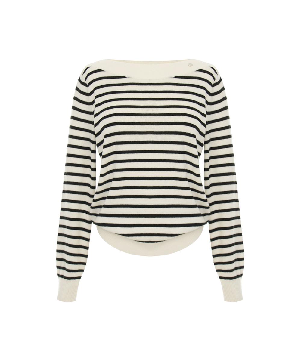 Page Flynn Boat Neck Striped Knit_P6Akn011C Ivory/Free