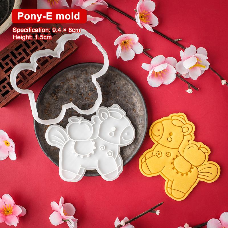 2026 Year Of The Horse Cookie Cutter Plastic Horse Mold For Fondant Biscuits Easy Release Design Diy Cookie Stamp Bakery Tools