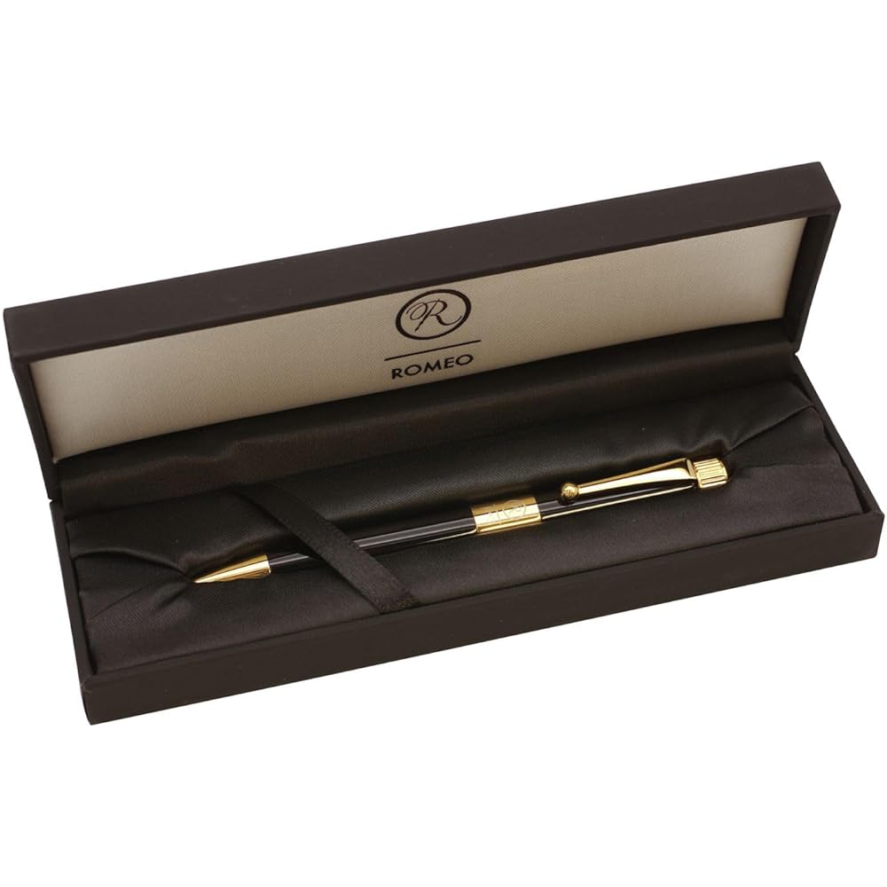 Romeo No.3 Mini Ballpoint Pen Black Gold Plated Finish