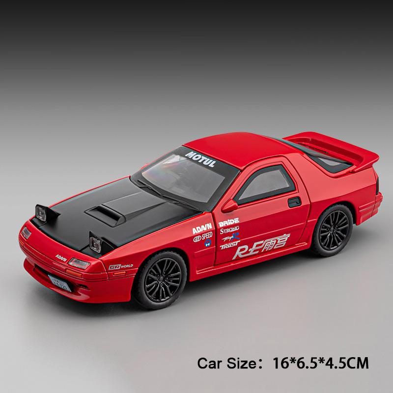 1:32 RX-7 MX-5 Toy Car Model Alloy Body Sound Light Pull Back Shock Absorption Simulation Models Decorations Gifts for Child
