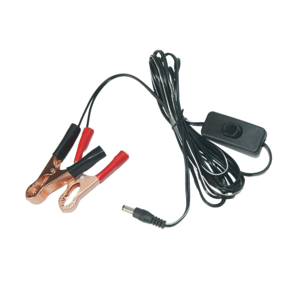 Doppel-Krokodilklemmen an 5,5x2,1mm Stecker Ladekabel mit Ein/Aus-Schalter für 1V-36V Geräte Stromkabel