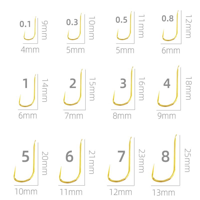 100 Pieces Shinkanto Barbless Multi-Type Multi-Size Goldfish Hooks Long Shank Carp And Carp Fishing Gear