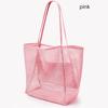Foldable Mesh Beach Tote Bag Large Capacity Travel Shoulder Handbag With Zipper Pocket For Towels Clothes Cosmetics And Daily Storage