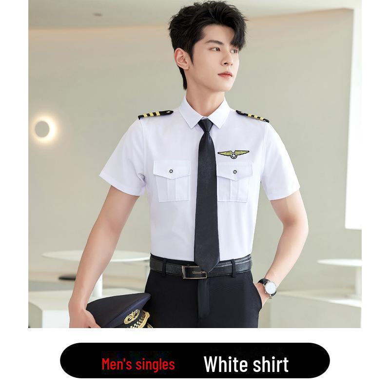 Dámská profesionální bílá košile s krátkým rukávem - Formální uniforma pro vysokorychlostní železnici a letušky