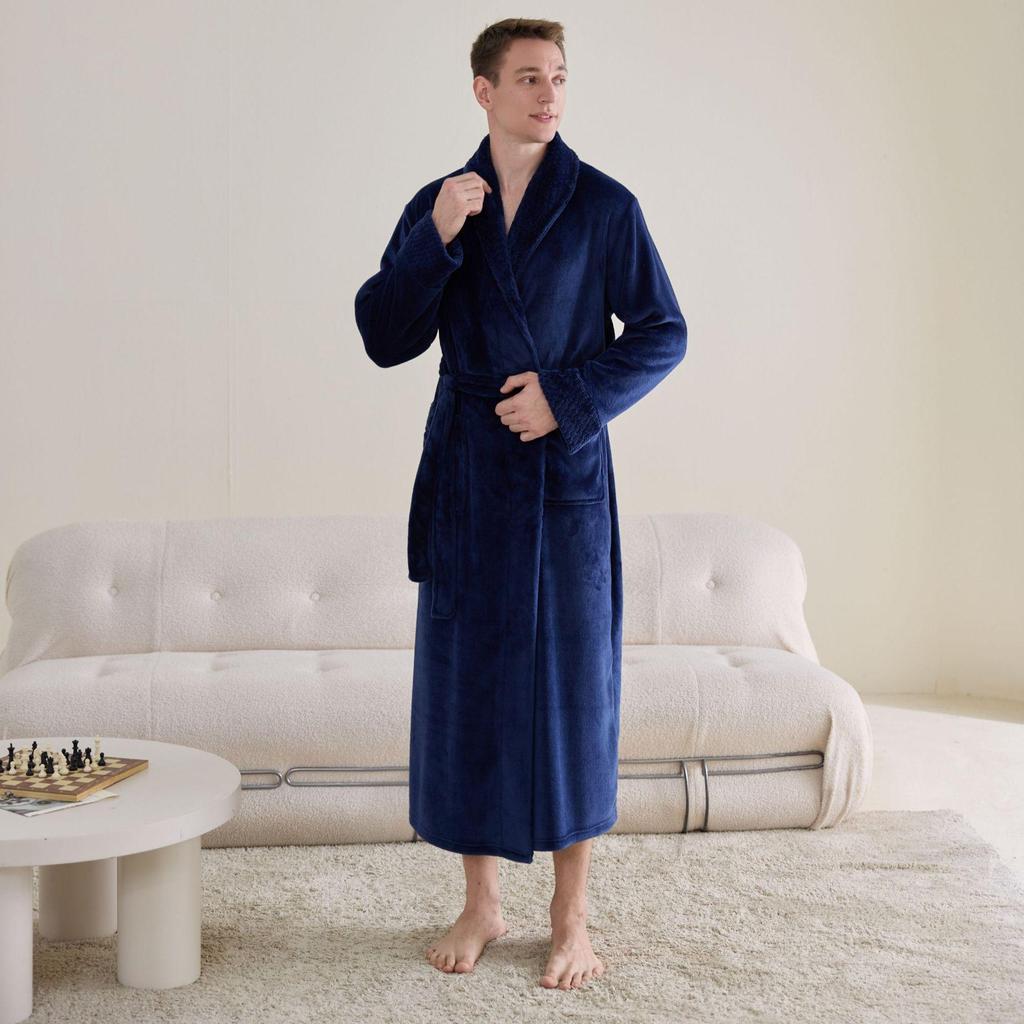 Thick Flannel Unisex Bathrobe - Plus Size, Couple's Long Nightgown Pajamas