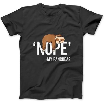 Nope My Pancreas Cute Sloth Type 1 T1D Diabetes Funny Gift T-Shirt Sweatshirt Hoodie Tanktop for Men Women Kids Black