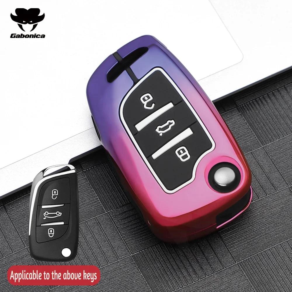 Estuche Plegable para Llave de Coche de Aleación de Zinc de 3 Botones Cubierta Completa Para Peugeot Citroen C1 C2 C3 C4 C5 Ds3 Ds4 Ds5 Ds6 Accesorios de Carcasa para Llave de Coche