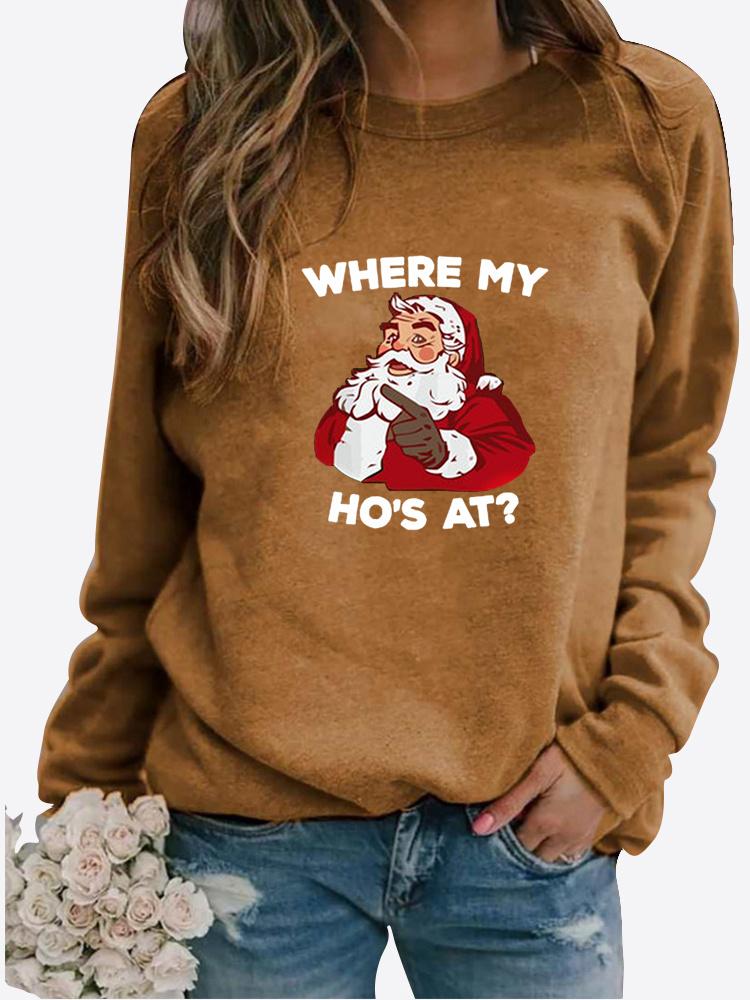 Women's Winter Printed Round Neck Comfortable Sports T-shirt Plus Size Casual Long Sleeve Tops Sweatshirt Printed Sweater Pullover