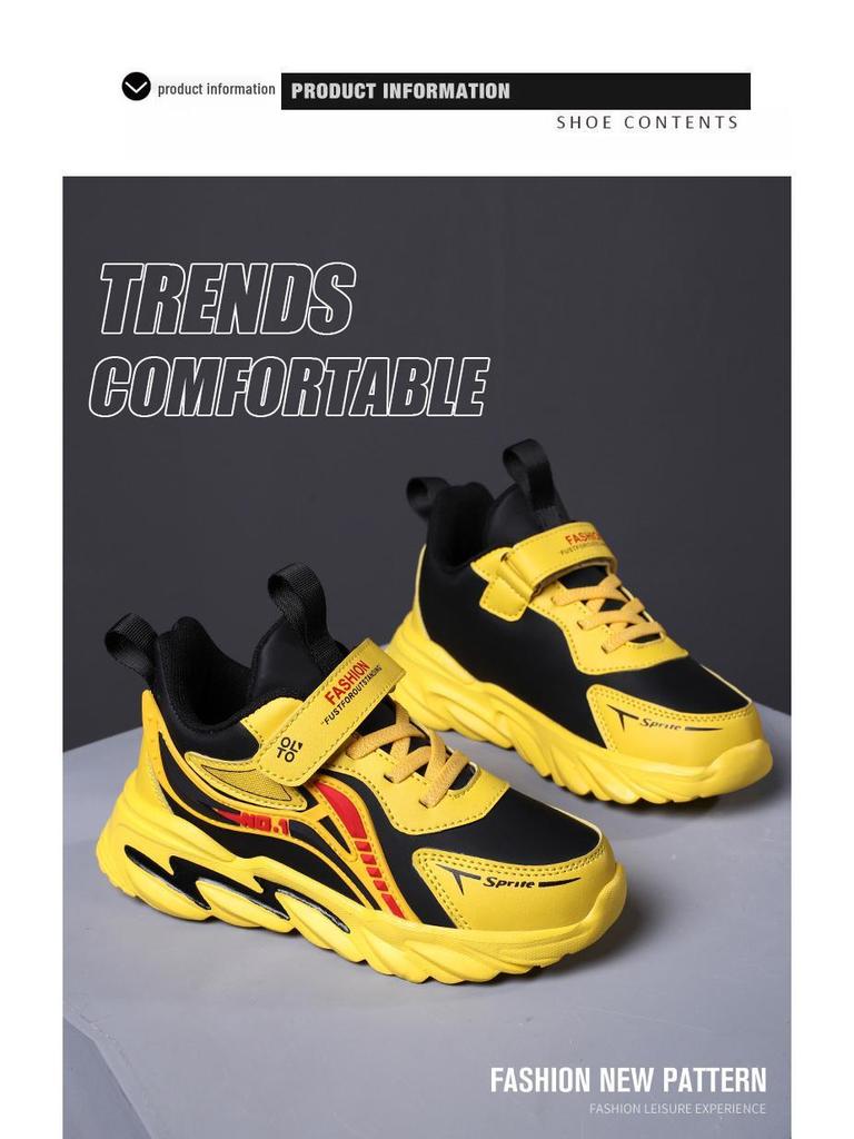 Spring & Autumn Leather Soft Sole Running Shoes for Boys - Lightweight Outdoor Sports Sneakers for Kids