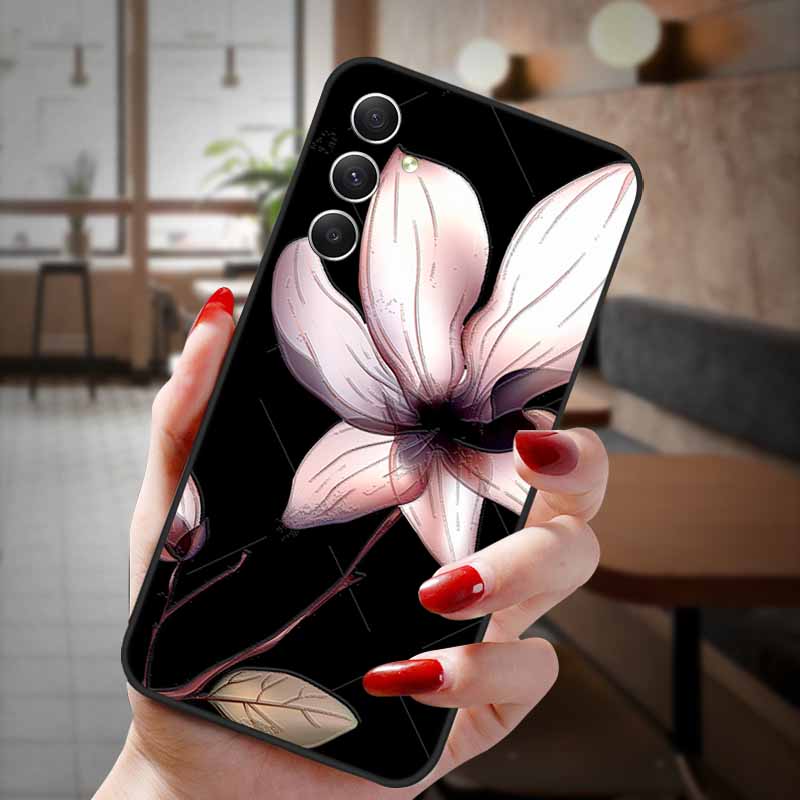 For Samsung Galaxy A55 5G Case 3D Emboss Floral Relief Silicon TPU Soft Phone Cover for Galaxy A15 A25 5G Bumper Funda A 55 A35