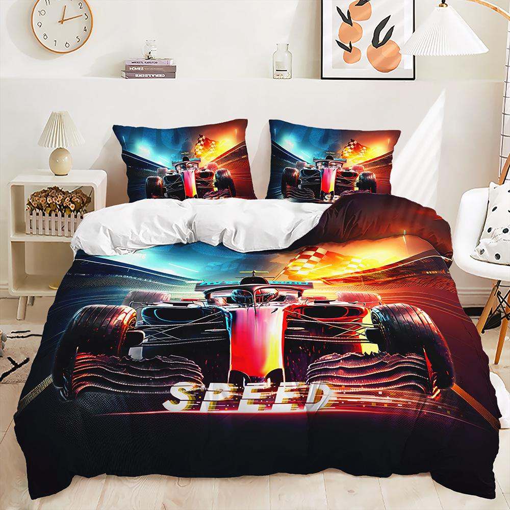 Three-Piece Car Racing Race Quilt Set Two-Piece Bedding Set
