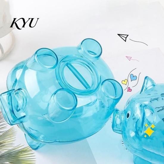 Kids Piggy Bank Unbreakable Plastic for Kids, Transparent Pig Shape Cash Coin Safe Bank, Money Saving Jar Box Nursery Bedroom Decor Easy Access