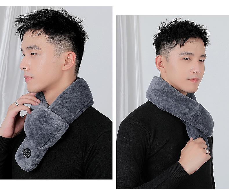 Smart Heated Scarf with Vibration Massage for Men & Women - Winter Neck Warmer, Solid Color