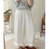 Lace Pants Loose Wide-Leg Pants For Women Summer Casual Simple Elastic Waist Nine-Part Pants