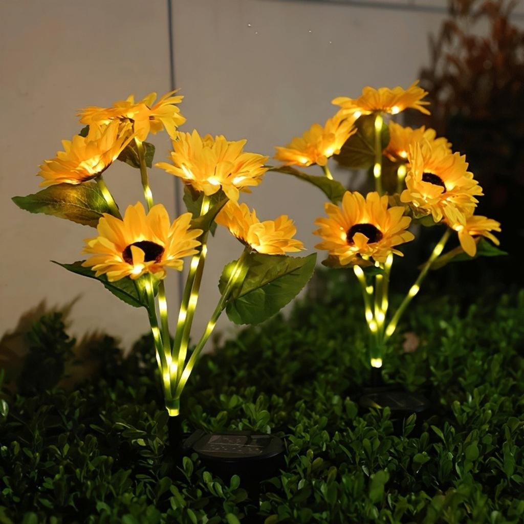 6 Sunflower Solar Garden Lights - Solar Flower String Lights