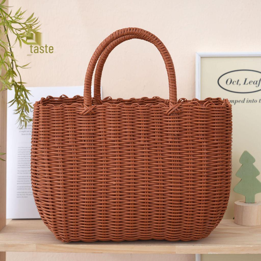 Colorful Imitation Rattan Woven Ladies' Picnic Handbag