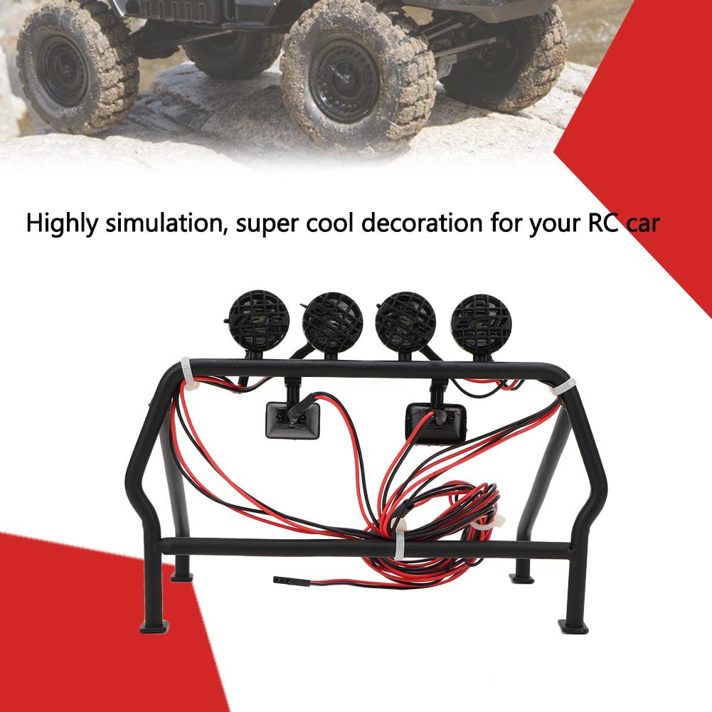 Metal Roll Cage with 6 LED Light Fit for SCX10 1 10 Axial 4WD RC Car