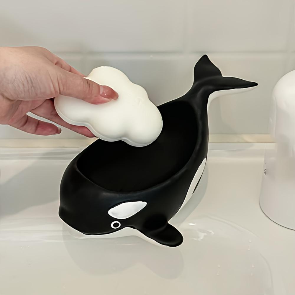 Whale Soap Dish 1PC Cute Non Slip Resin Tray Open Front Soap Holder for Bathroom Kitchen Soap Dish Holder Bathroom Accessories