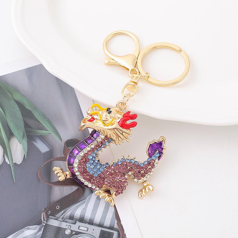 Colorful Rhinestone 3D Tiger Keychain and Metal Backpack Accessory