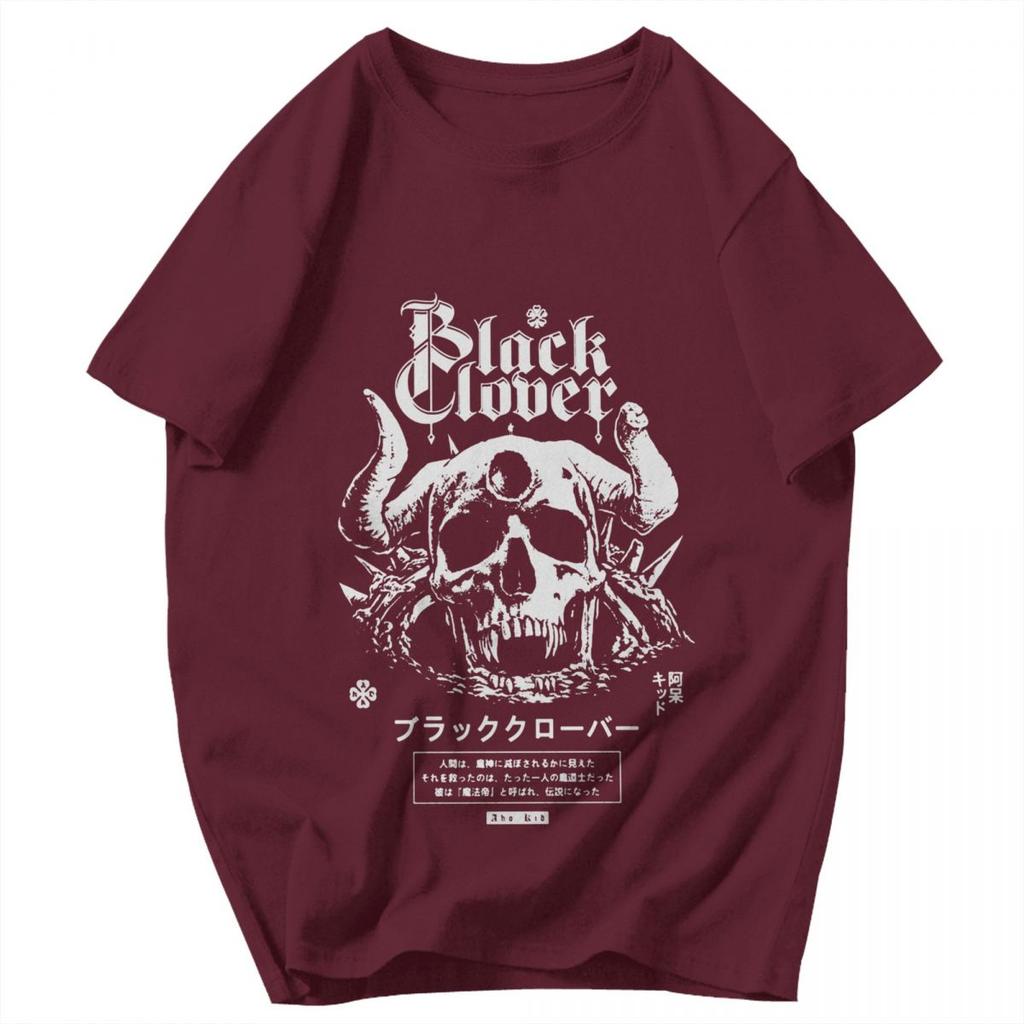 Men T Shirt Black Clover Skull Anime Idea Y2K Graphic Short Sleeve Unisex Tops T Shirts