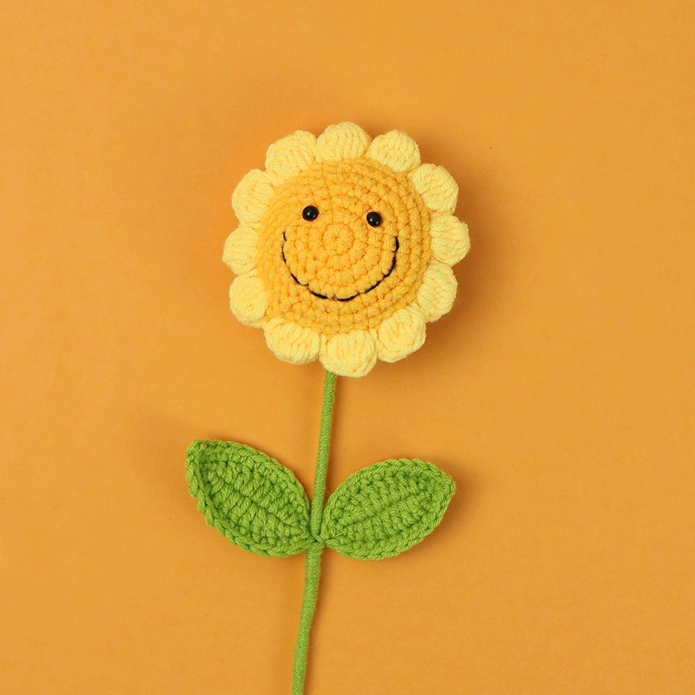 Finished Product Weaving Sunflower Simulation Handmade Yarn Knitting Sunflower Gift Flower Arrangement Decoration Birthday Party