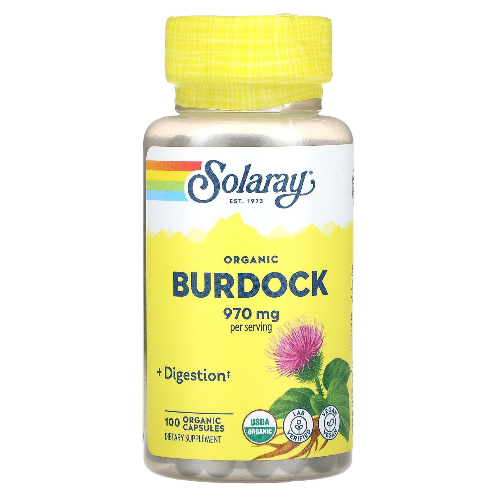 

Organic Burdock, Organic Capsules 100 (485Mg per capsule)