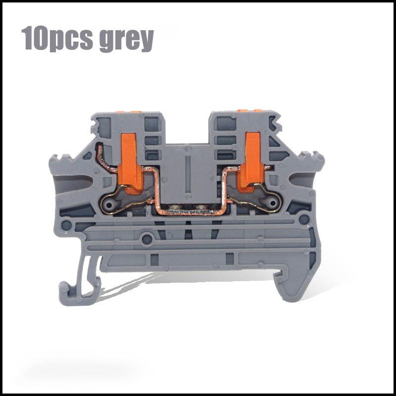 10Pcs DIN Rail Terminal Block PTV-2.5 Push-In Terminal Connector Spring Side-Entry 2.5mm² Cable Wiring Conductor PTV2.5