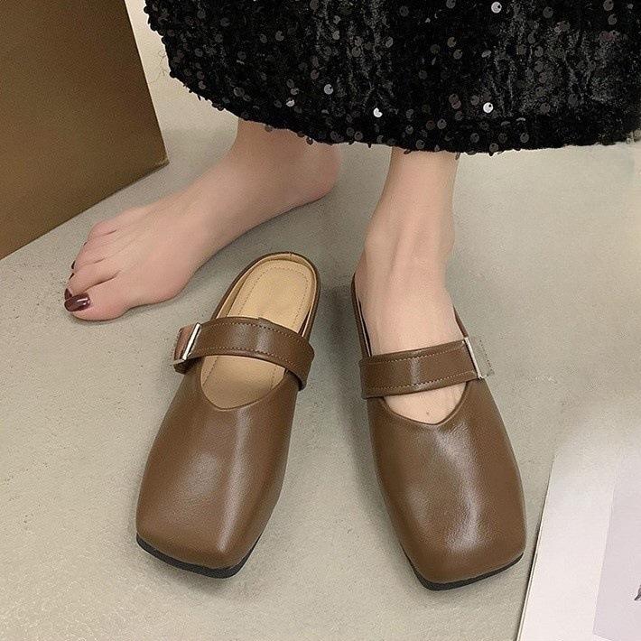 

Мягкая подошва, полутапочки-мешки, женская верхняя одежда 2025 года, новые туфли Mueller с одной педалью, внутренняя высота, увеличивающая размер, одинарные туфли Mary Jane, лето 40 коричневый