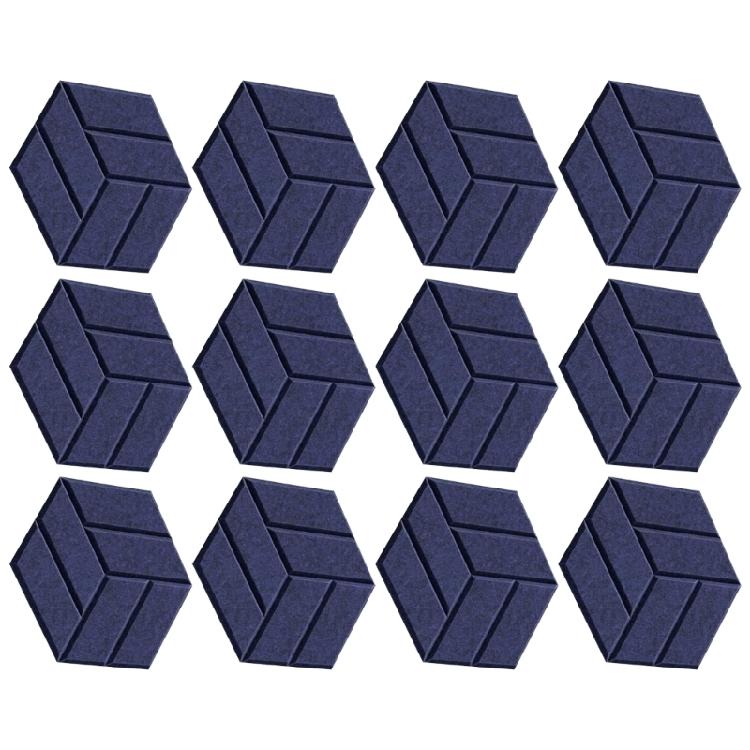 Set of 12 Soundproof Foam Tiles Hexagonal Self Adhesive Wall Panel Polyester Soundproof Wall Panel Soundproof Foam Panel