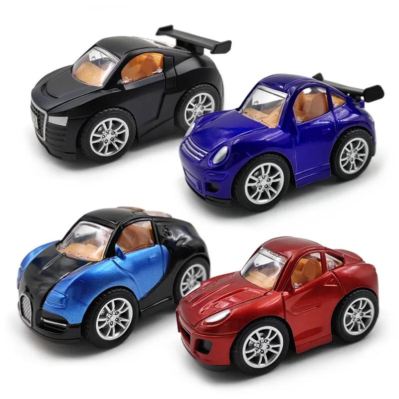 4 Stück/Set Mini-Sportwagen Metallmodell Spielzeug 6 cm Niedliche Rückziehfahrzeuge Simulations-Rennwagen Dekoration Spielzeug Geschenk black