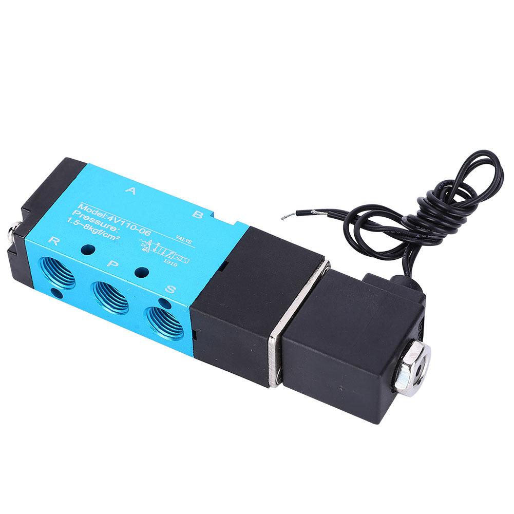 Solenoid Valve 2 Position 5 Way Aluminum Alloy High Sensitivity with Copper Coil 4V110 06 PT1 8 DC24V