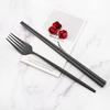 Black Stainless Steel Set Cutlery Dinner Fork Chopsticks Portable Dinnerware Set 2Pcs Silverware Western Kitchen Home Tableware