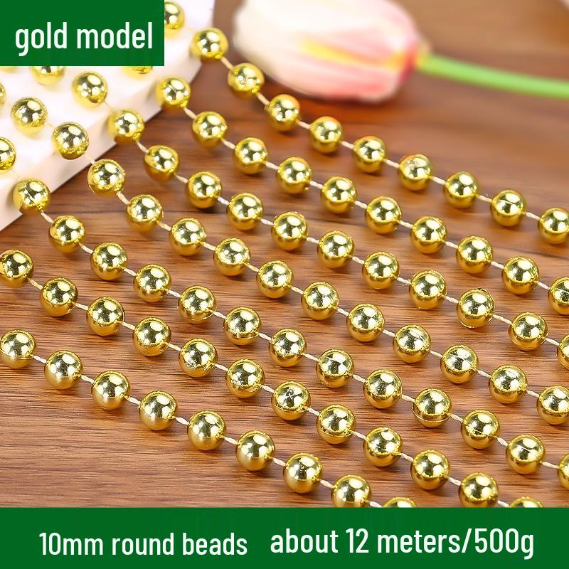 Lanț cu Mărgele Aurii și Argintii: Decorațiune Pom de Crăciun & Șir Decorativ DIY