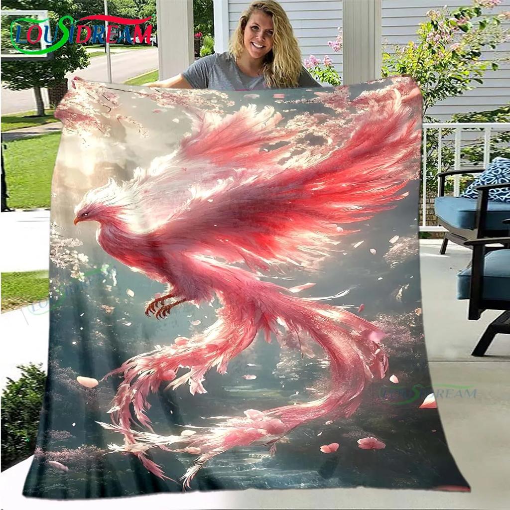 3D Popular Mythical Beast Phoenix Blanket,Flannel Throw Blanket for Home Bedroom Bed Sofa Picnic Office Hiking Leisure Nap Gift