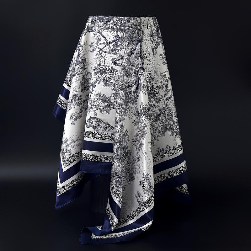 Jedwabna apaszka 90*90cm Kwadratowa apaszka Damska wszechstronna modna apaszka z imitacji jedwabiu Profesjonalna apaszka Chusta na głowę